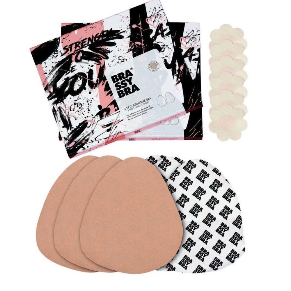 NWT Brassybra - Vanilla  - DD-DDDD/European G - Boob Tape - Package of 3